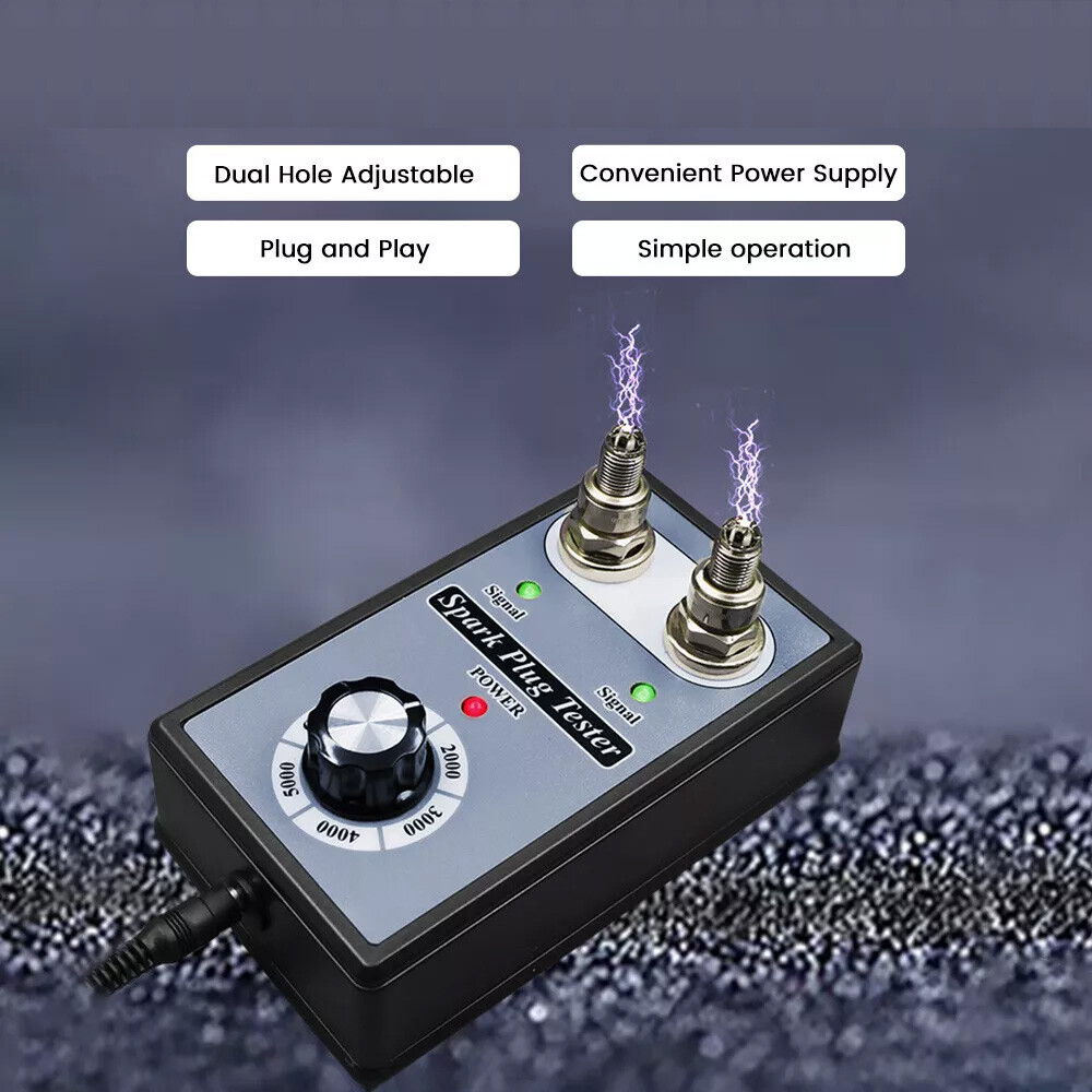 12V Spark Plug Tester Dual Hole Diagnostic Tool Gasoline Car Ignition Analyzer