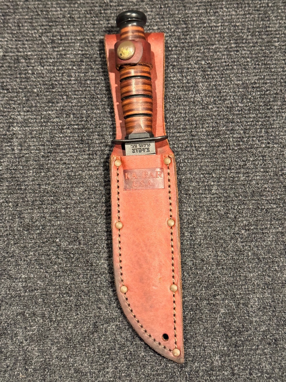 Ka-Bar Single Mark Ka-Bar Fixed 1095 7" Blade Leather Handle and Sheath 1320