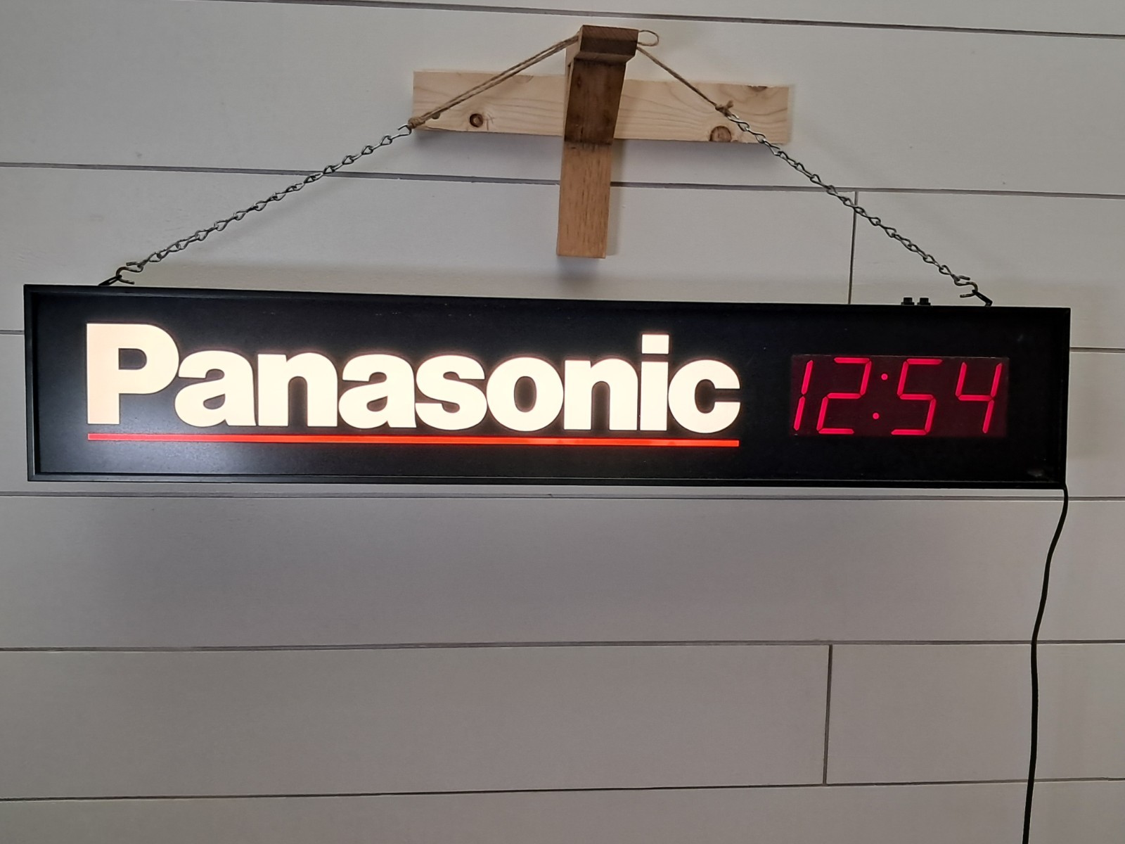 Vintage Panasonic Illuminated Store Display Clock Sign LED Digital Wall Hanging