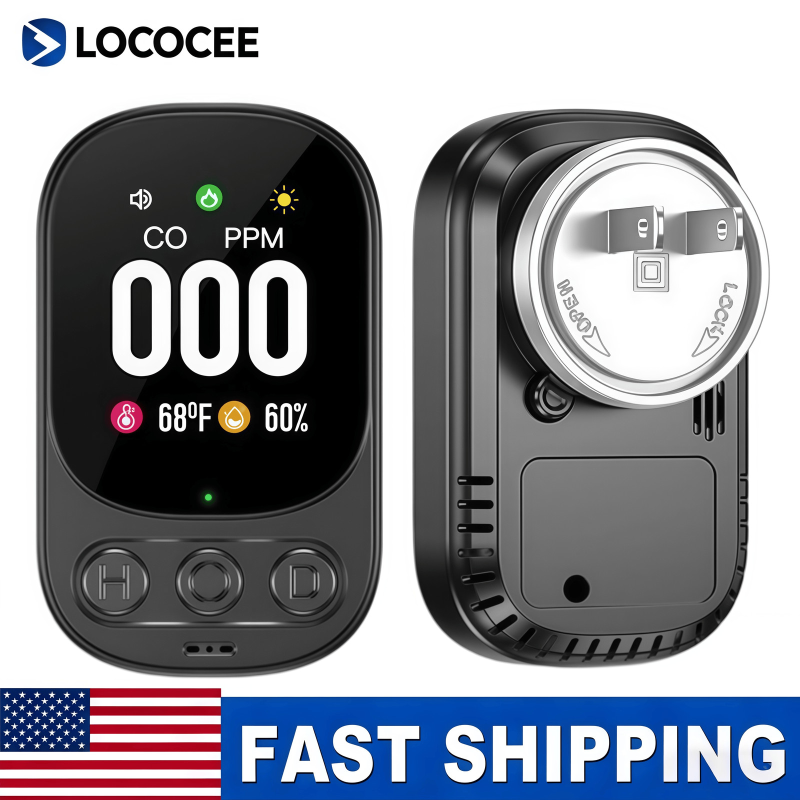 Carbon Monoxide Detectors Plug in, 3-in-1 CO Detector with Temp/Hum Sensor US