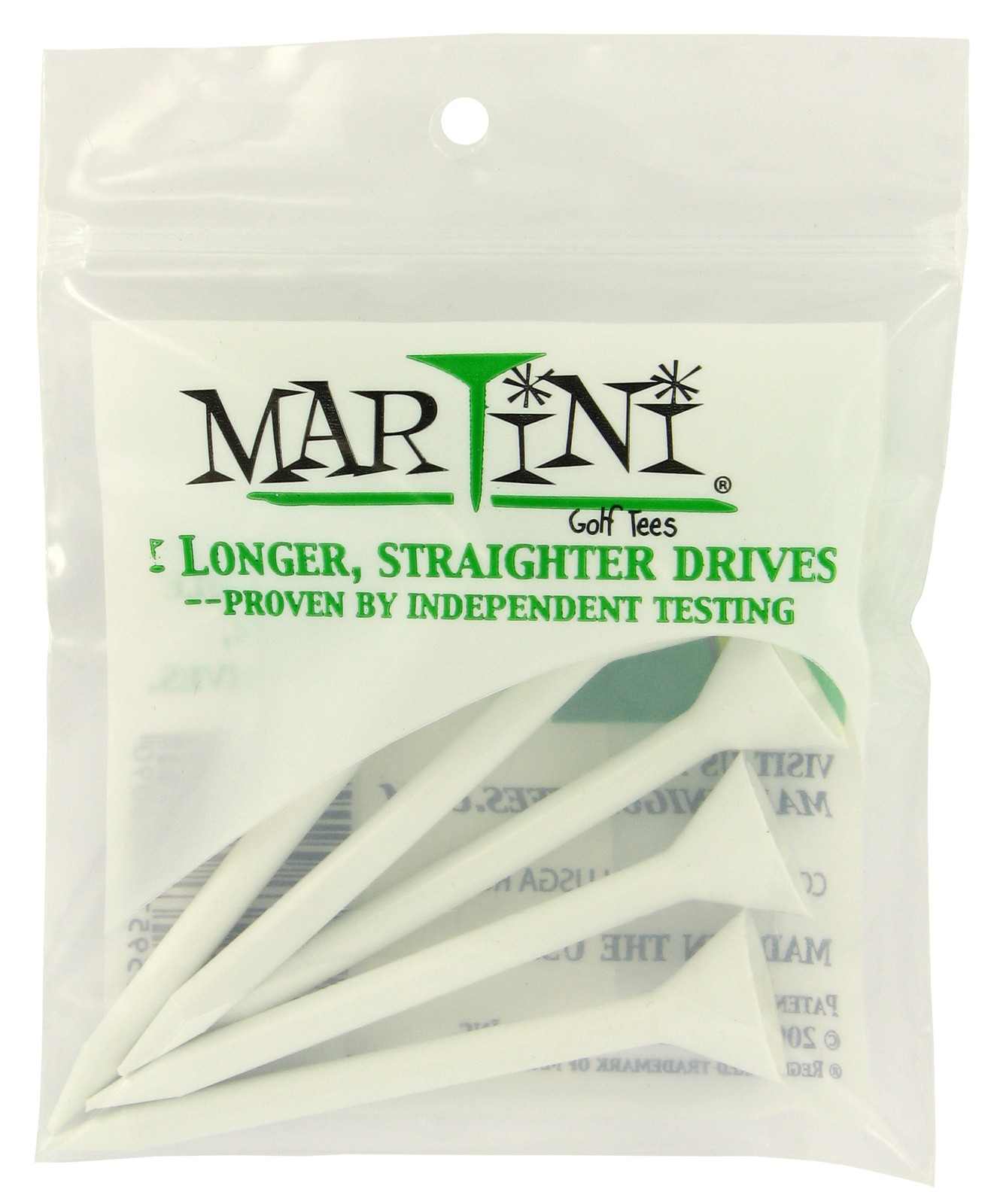 Martini Golf 3 1/4 White White Golf Tees New