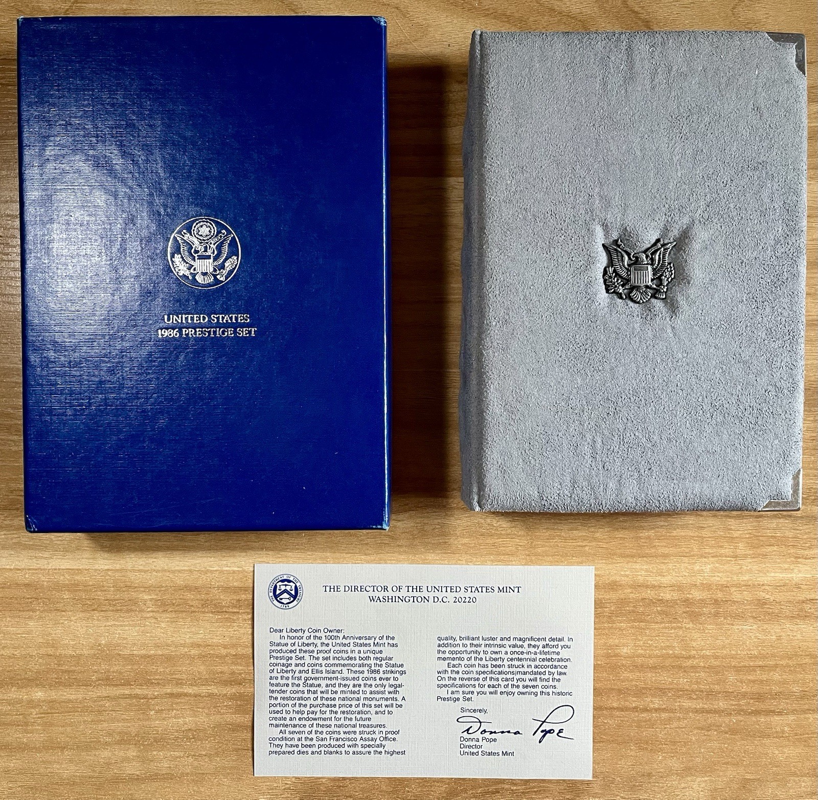 1986-S US Mint Prestige Proof Coin Set. Statue of Liberty Silver $1 Box & COA 🗽
