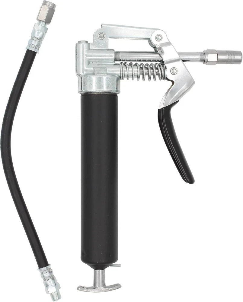 Lubrimatic 30-800 Heavy Duty Mini Grease Gun W/ Pipe and Hose, Black/Silver