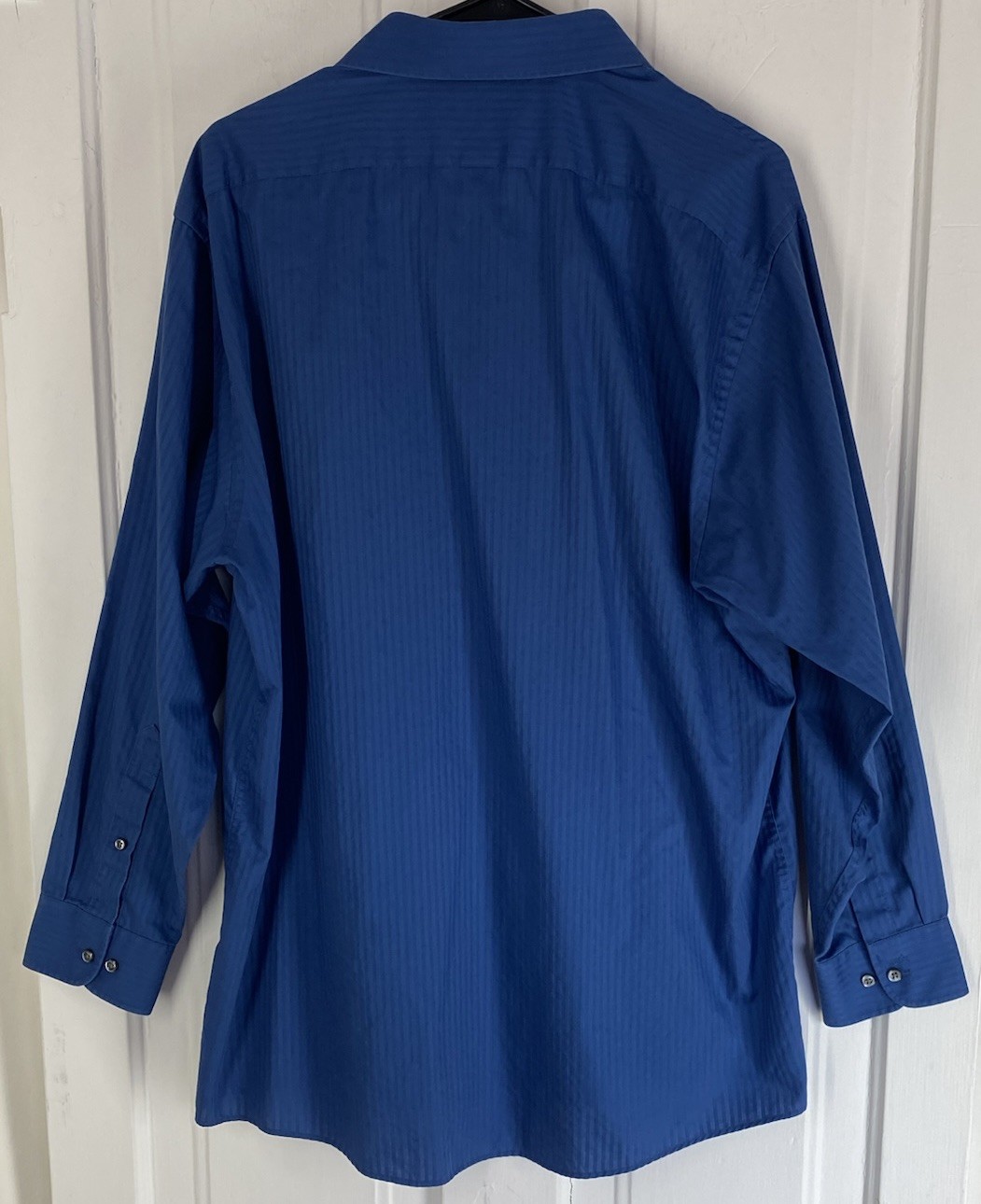 J. Garcia Dress Shirt (Size Large 16 1/2 32/33) Blue Stripe Button-Up, Vtg. 1998