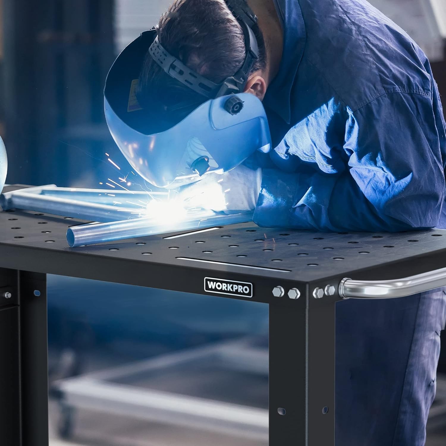WORKPRO 36"×18" Welding Table 1200 lbs Load Capacity 5/8" Hole Welding Workbench