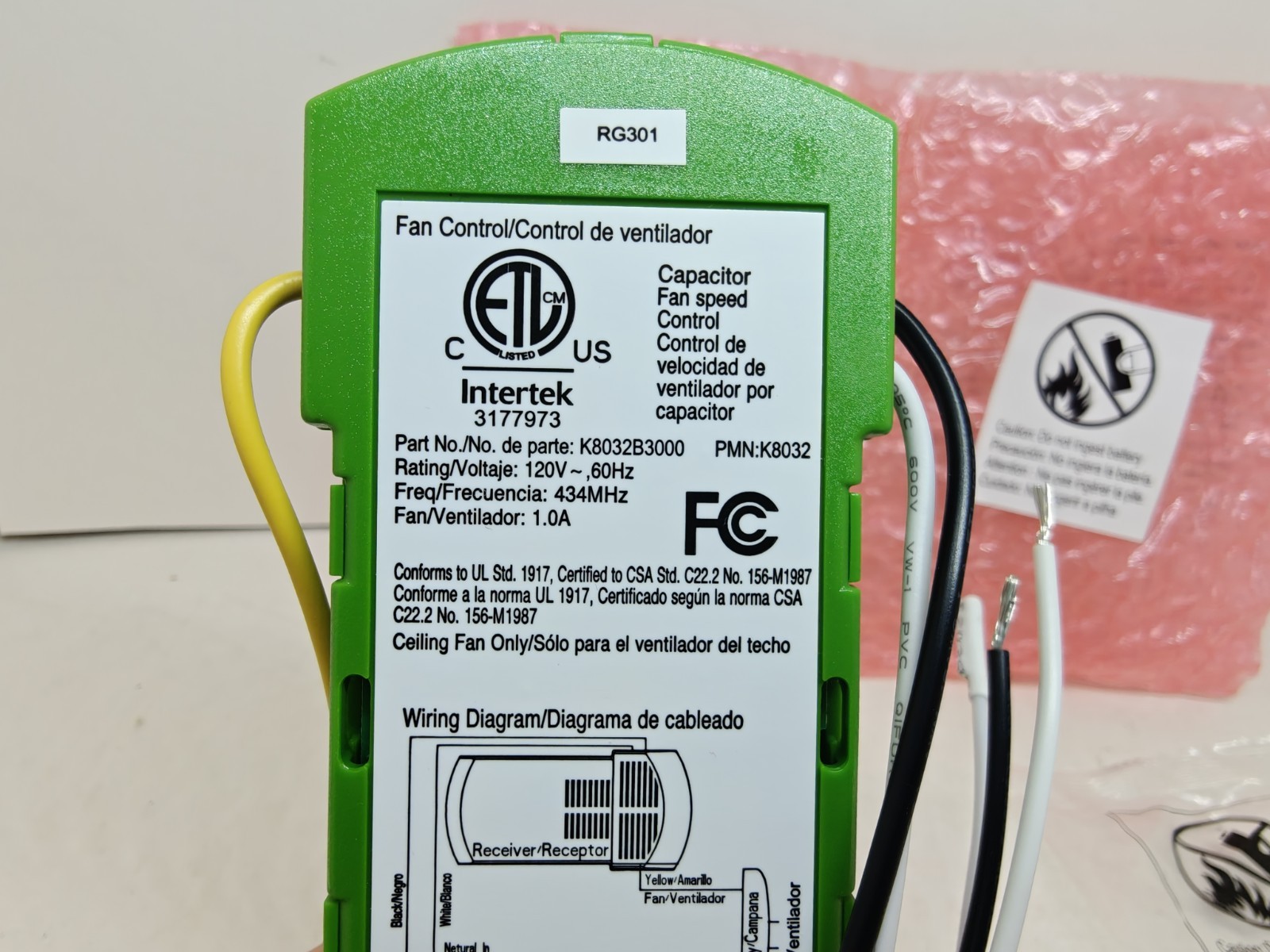 Hunter Genuine Original Replacement Ceiling Fan Receiver K803201000 No Remote