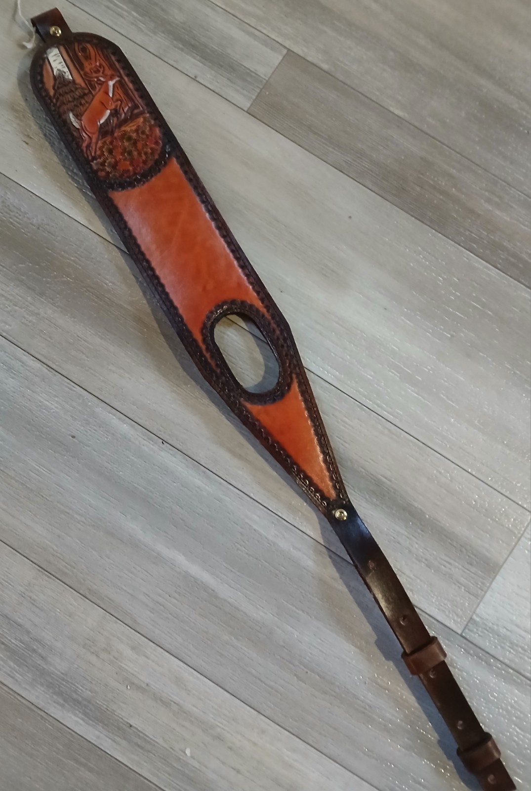 Leather Rifle Sling with Thumb Hole, Handmade Gun Strap, Full Grain, Made in USA