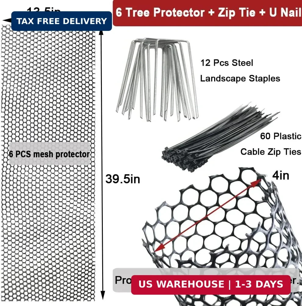 Mesh Tree Trunk Protectors, 6 Pack 40 Inches Tree Bark Protector Guard with Zip