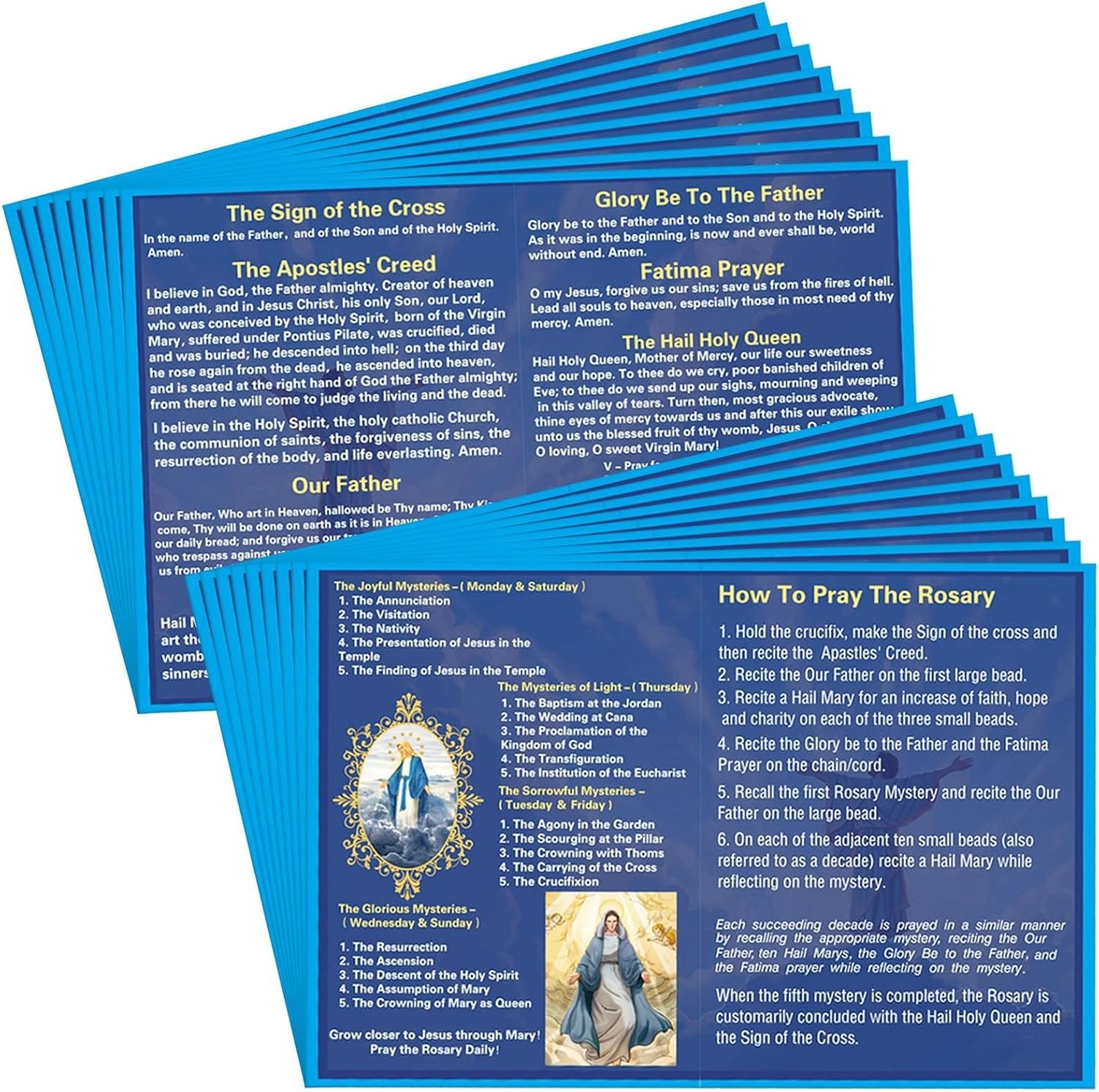 50 Pcs How to Pray the Rosary Pamphlet Prayer Cards 6 X 4 Inches Rosary Pamphlet