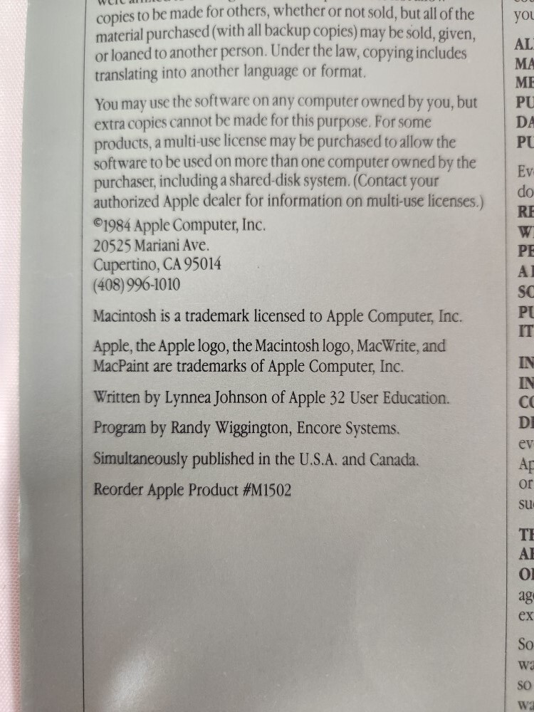 Apple Computer Macintosh MacWrite Manual 1984 ~ Vintage Computing Reference