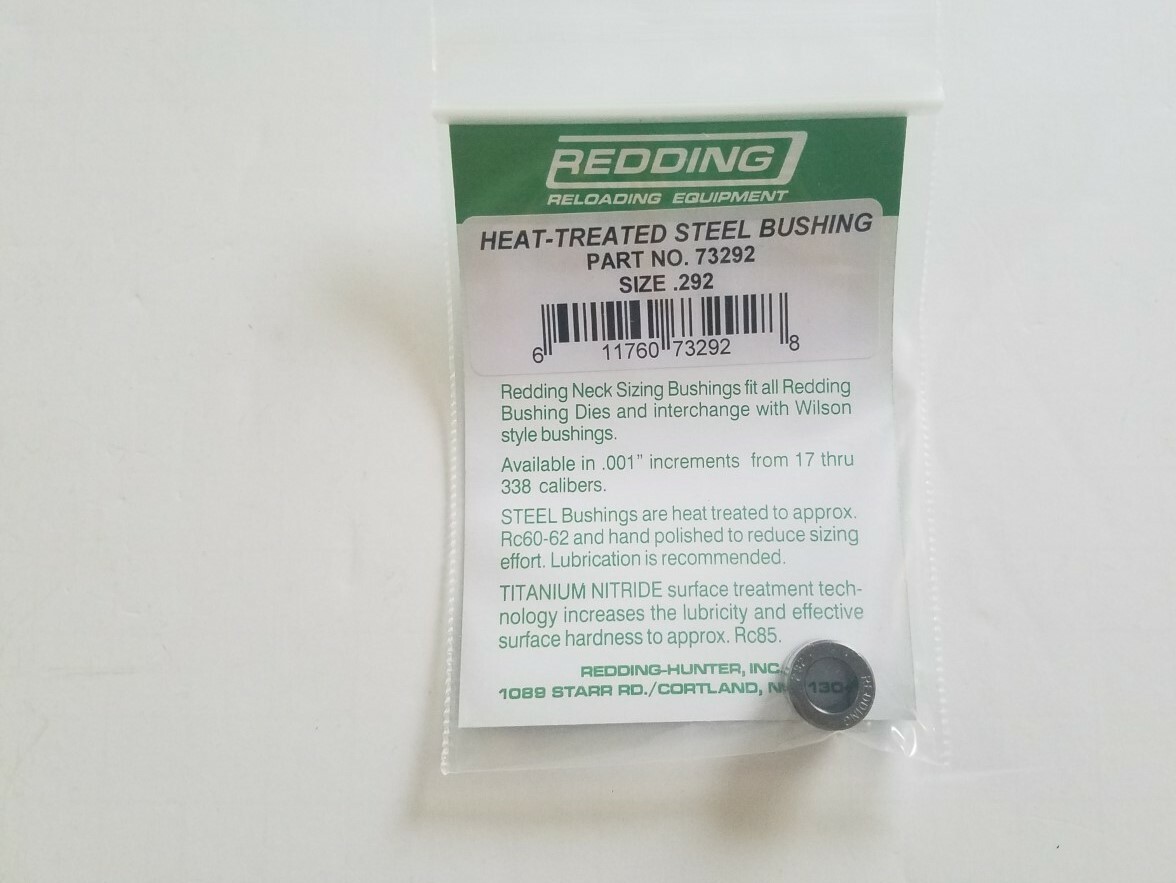 73292 REDDING HEAT TREATED STEEL .292 NECK SIZE BUSHING - BRAND NEW - FREE SHIP!