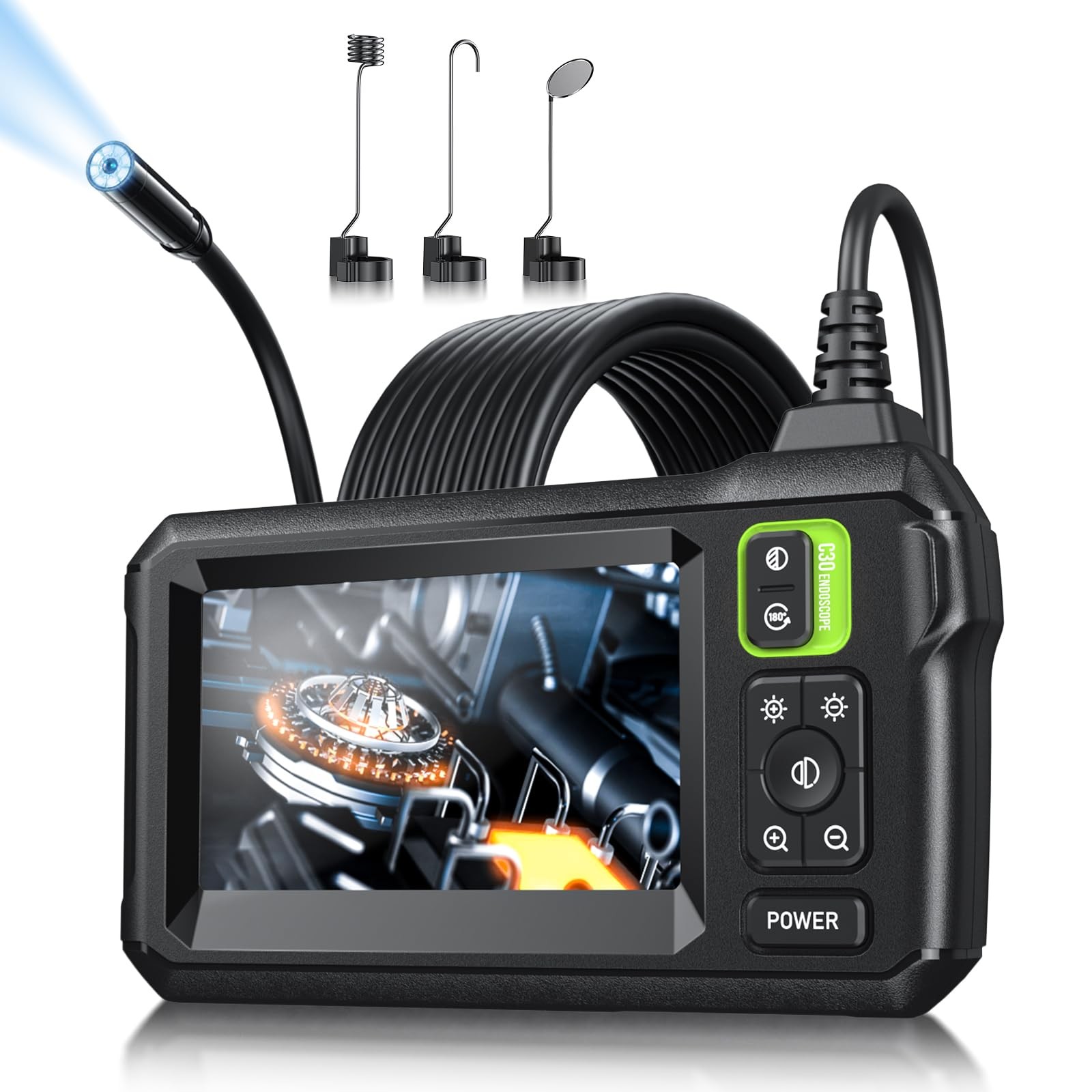 Endoscope Camera with Light, Inspection Borescope Camera with 4.3 IPS Screen, 19