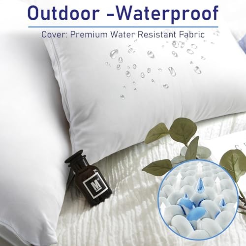 Pack of 4 12x20 Outdoor Pillow Inserts, Water 12x20 inch White （4 Pack）