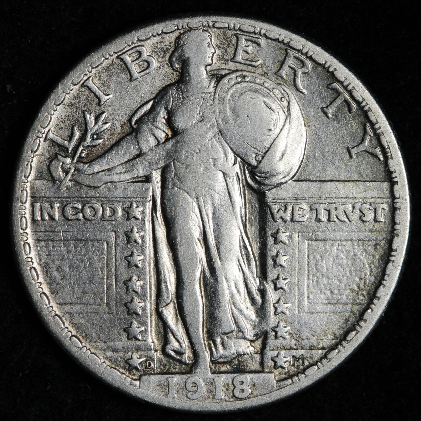 1918-D Standing Liberty Silver Quarter XF+ E228 TALM