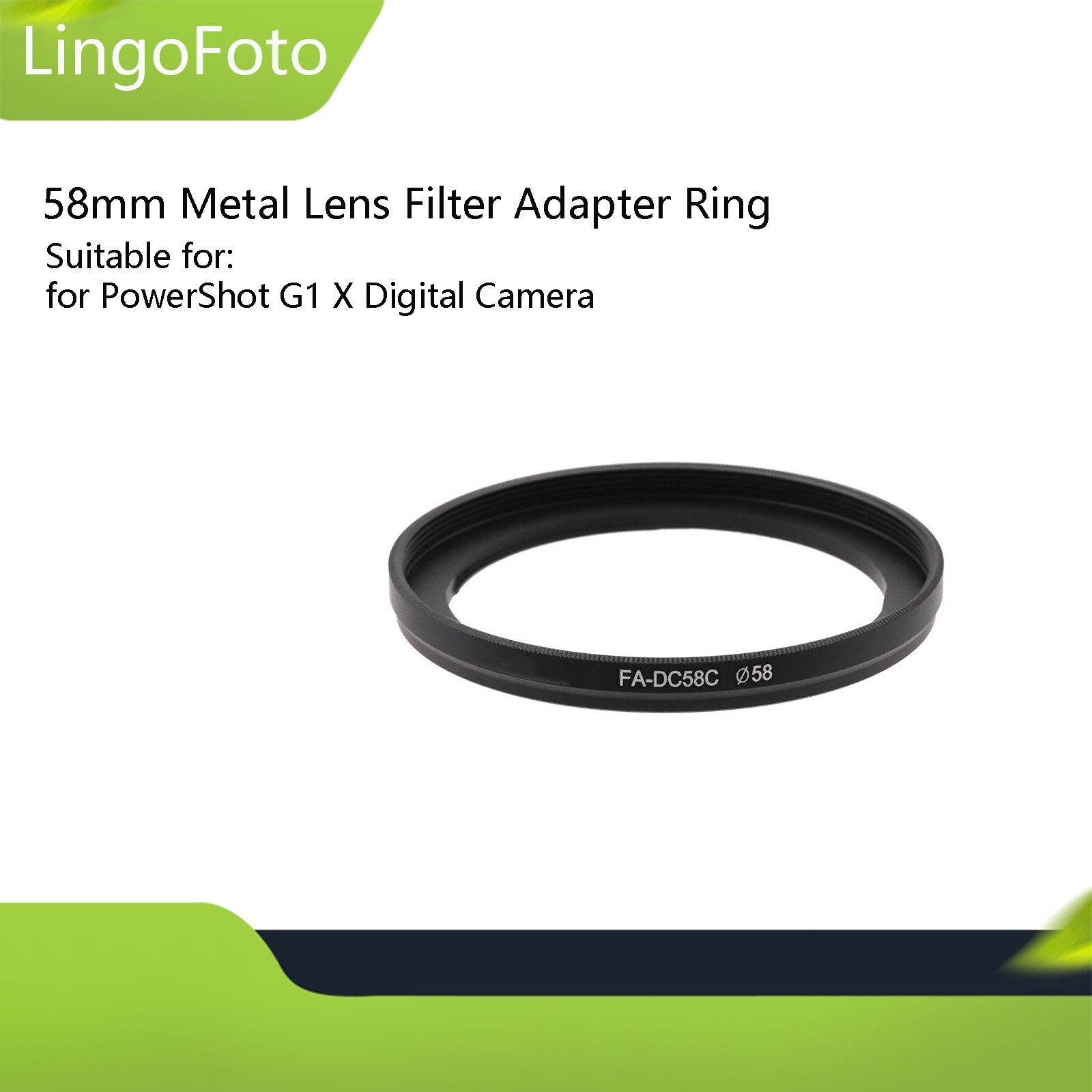 58mm Metal UV/CPL/ND Lens Filter Adapter Ring FA-DC58C for Powershot G1X