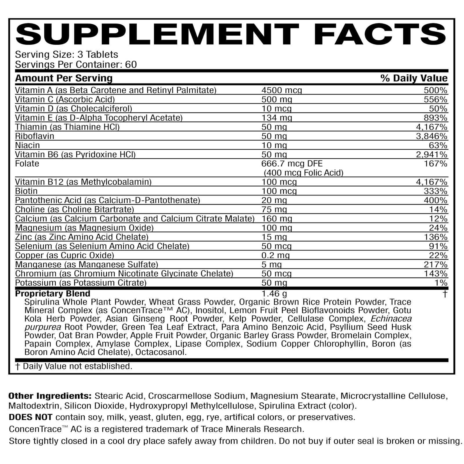 Life's Fortune Multi Vitamin Mineral Natural Energy 180