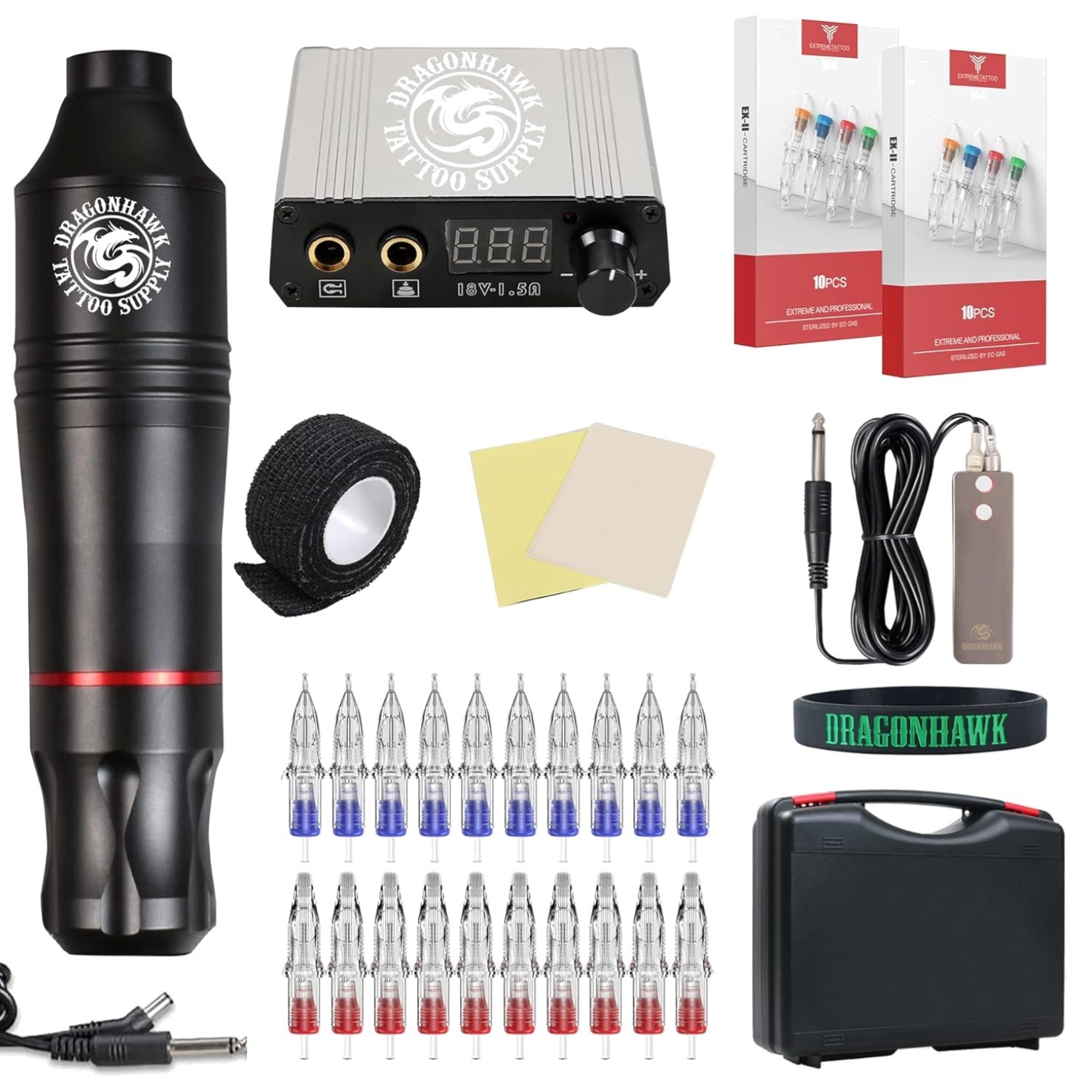 Cartridge Tattoo Machine Kit Pen Rotary Tattoo Machine Cartridge Needles Powe...