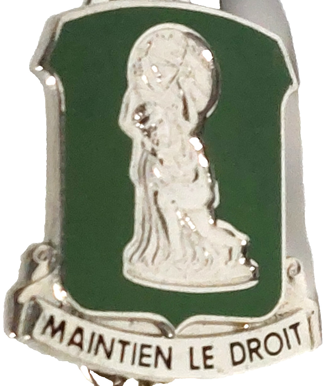 Army DUI Crest 122nd Support Battalion "Maintien Le Droit" (D-22) Lapel Pin