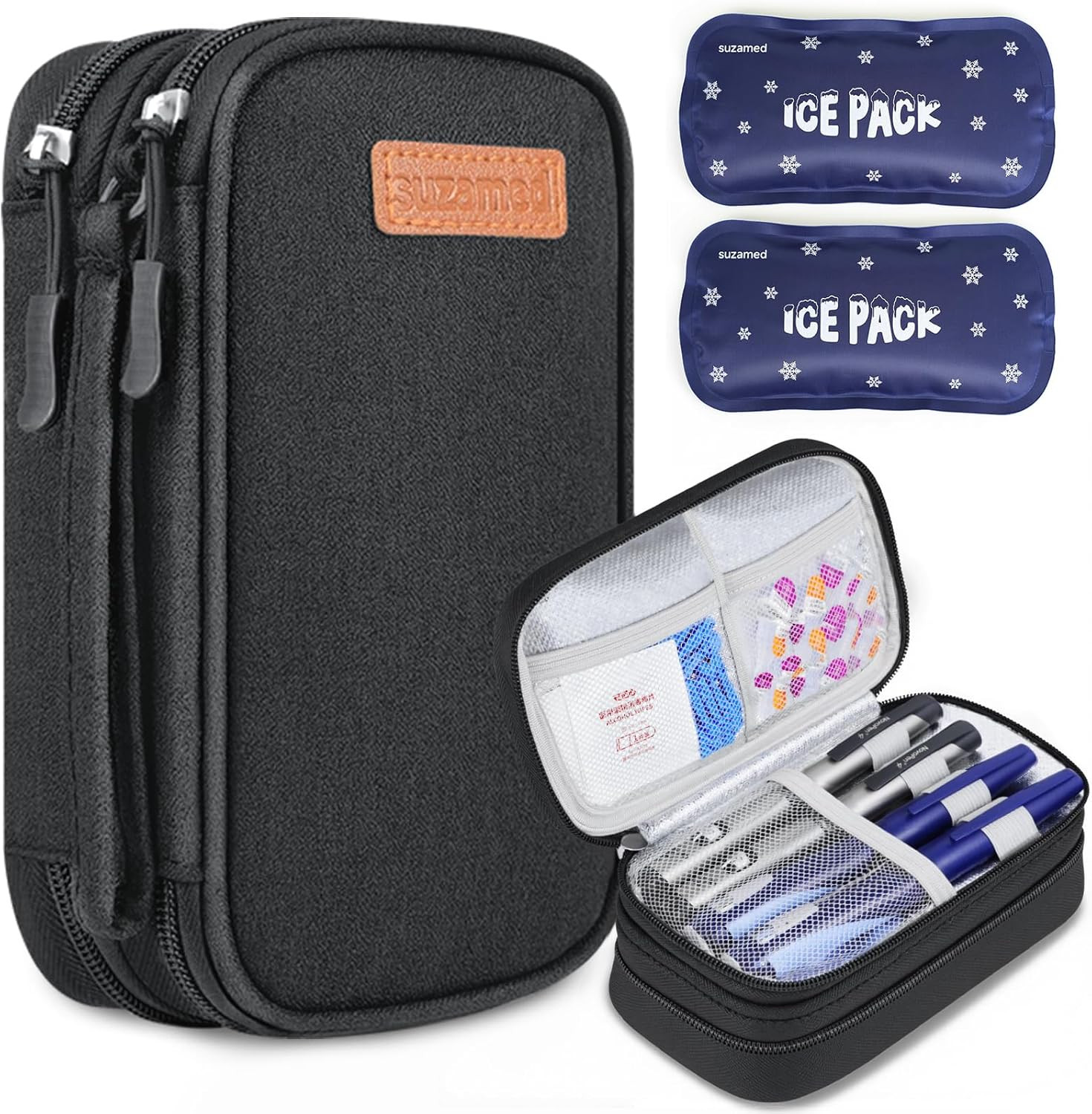 Insulin Cooler Travel Case, Double Layer Medicine Kit Diabetes Travel Case, Port