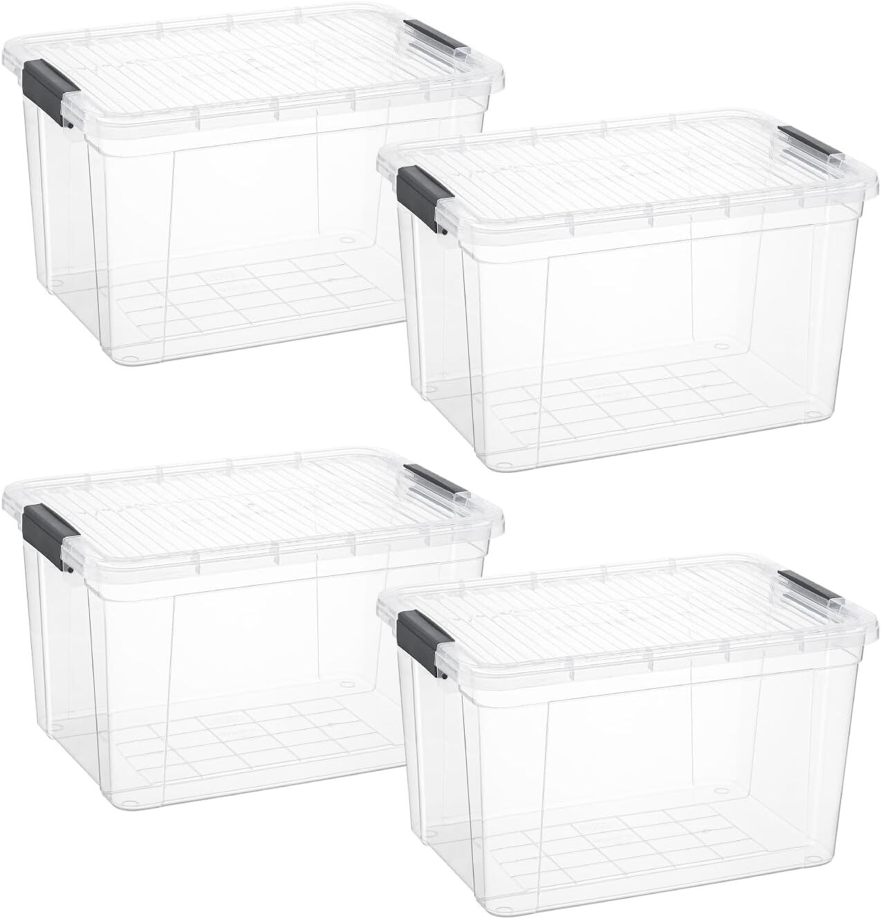 Superio Clear Storage Bins with Lids, 8 Pack- Plastic Storage Boxes - 2.4 Quart