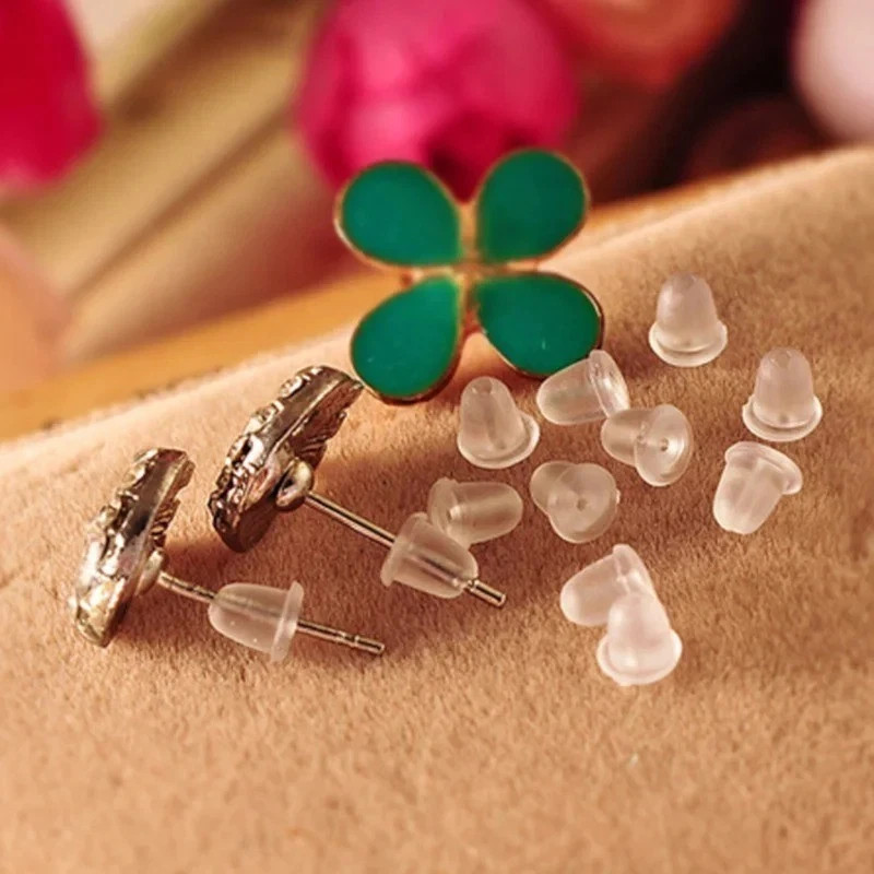 500pcs Soft Rubber Ear Plugs – Transparent Earring Back Stopper Studs for DIY Ea