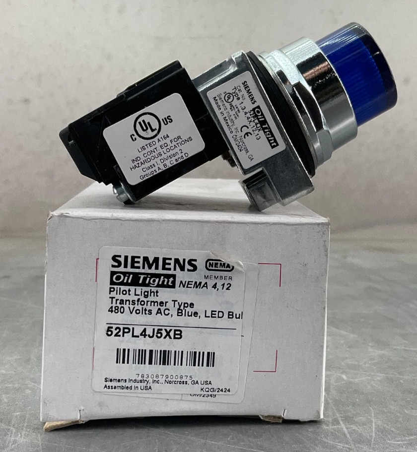 NEW SIEMENS 52PL4J5XB PILOT LIGHT TRANSFORMER TYPE 480VAC BLUE LED SHIPS FREE