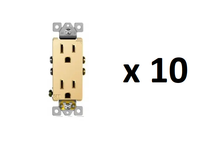 *10* Enerlites 15 Amp Tamper Resistant Duplex Receptacle, Gold (61501-TR-GD)
