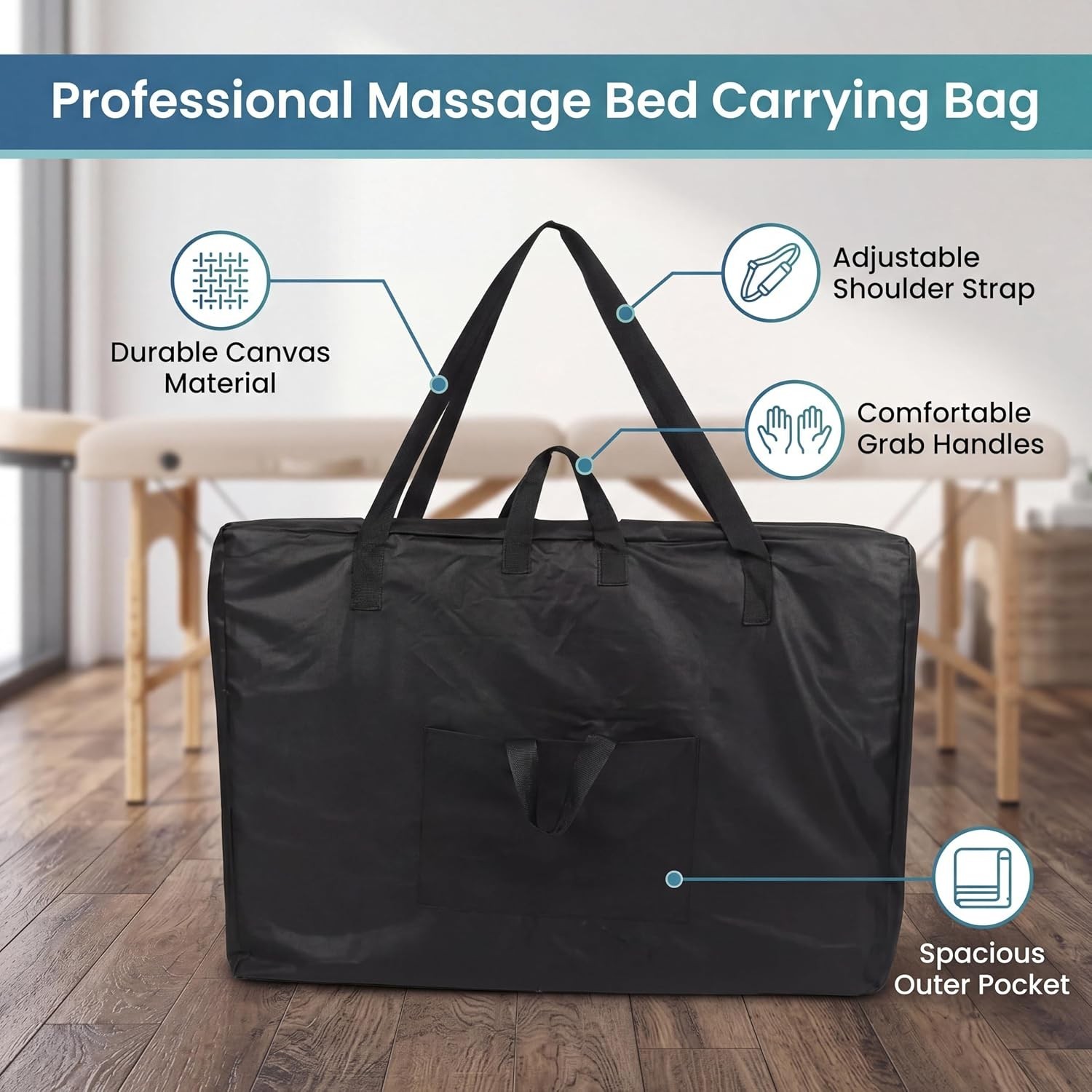 Universal Massage Bed Carrying Bag - Durable Canvas, Space-Saving Design
