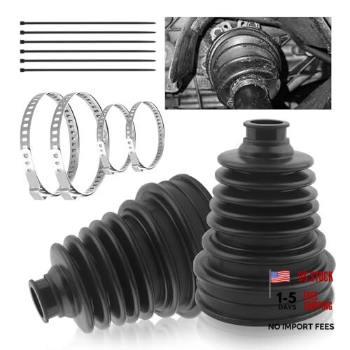 2PCS CV Boot Repair Kit with 4 Tie Rod Boots Clamp & 6 Cable Ties,Thickened CV