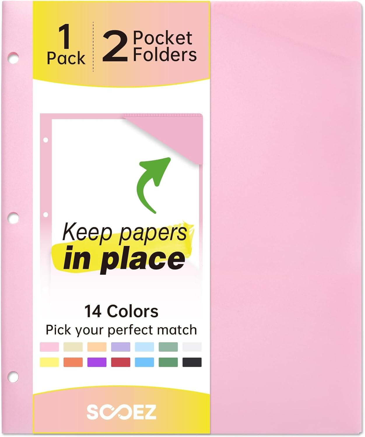 2-Poet Folders, Plastic Folders with Poets 3 Hole Punched, 1