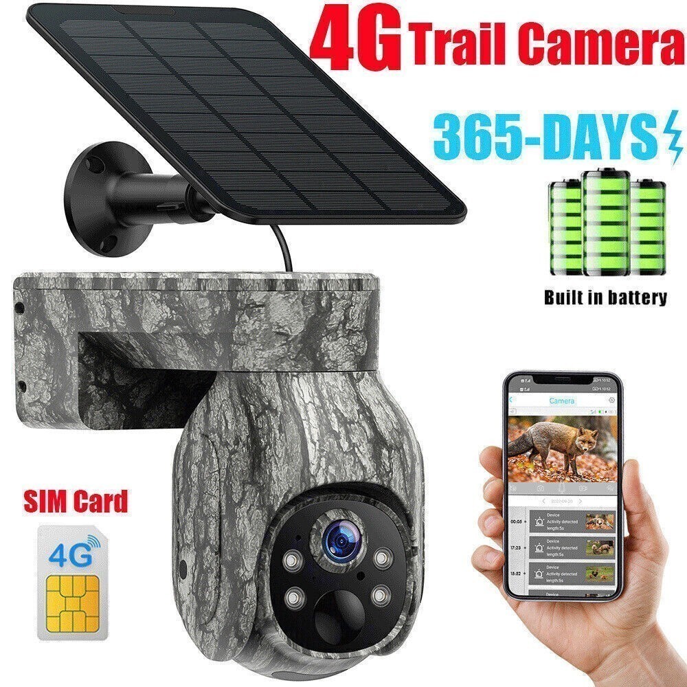 4G LTE Mobile Security Camera System Wireless Solar Battery Pan With SIM Card