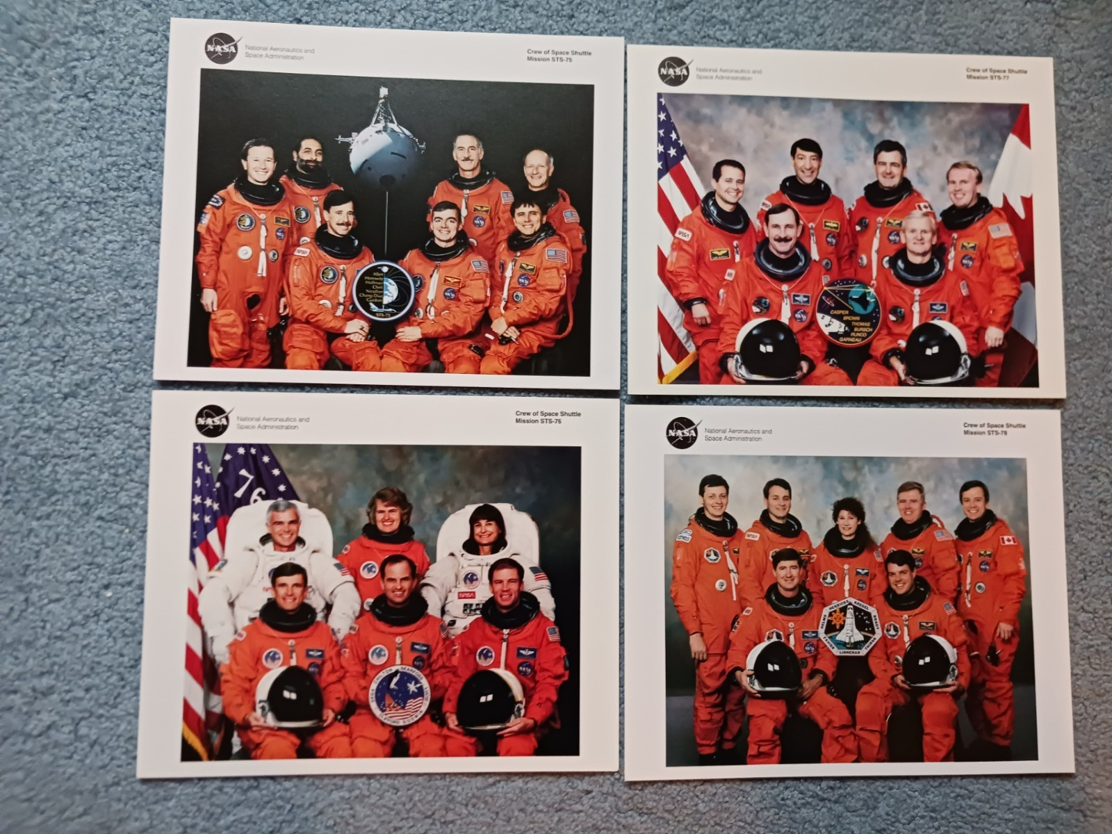 SPACE SHUTTLE MISSION STS-75, 76, 77, & 78 CREW NASA LITHOS