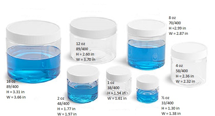 4 oz Clear Basic Jar 58/400 PET w/ CHOICE of caps  SETS  - shipping included