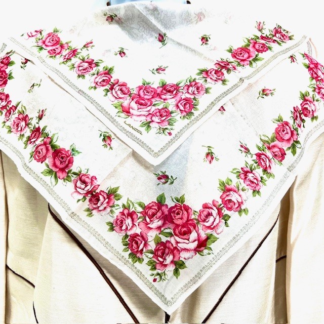 5 Unused New LANCEL  Handker/Mini Scarfs cOTTON 18"  Rose Floral (Select1)