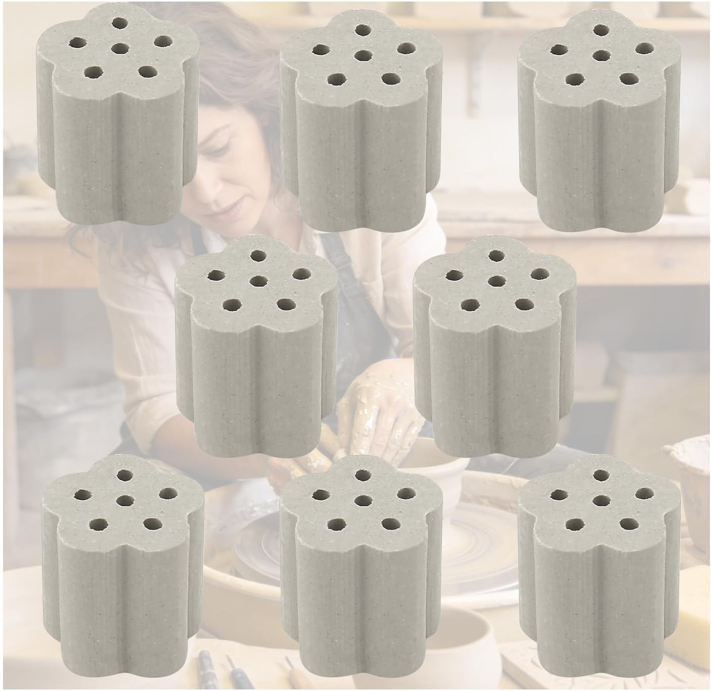 8 Pack Five-Petaled Flower Kiln Stilts High Alumina up to 2390°F for Glass Fusin