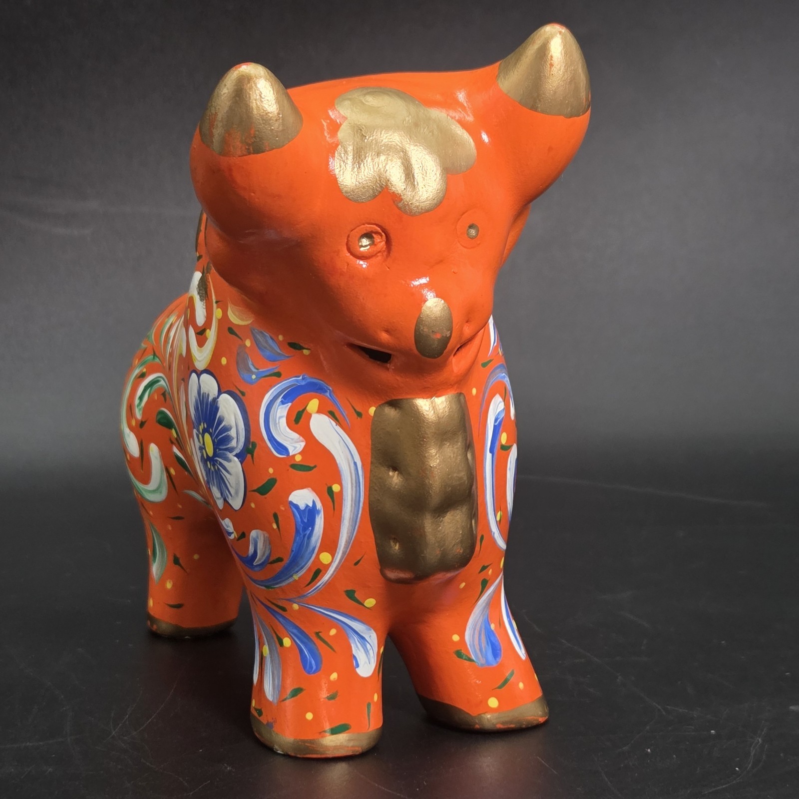Torito de Pucará Peruvian Red Ceramic Pucara Bull 4.7" Tall Folk Art Ceramic