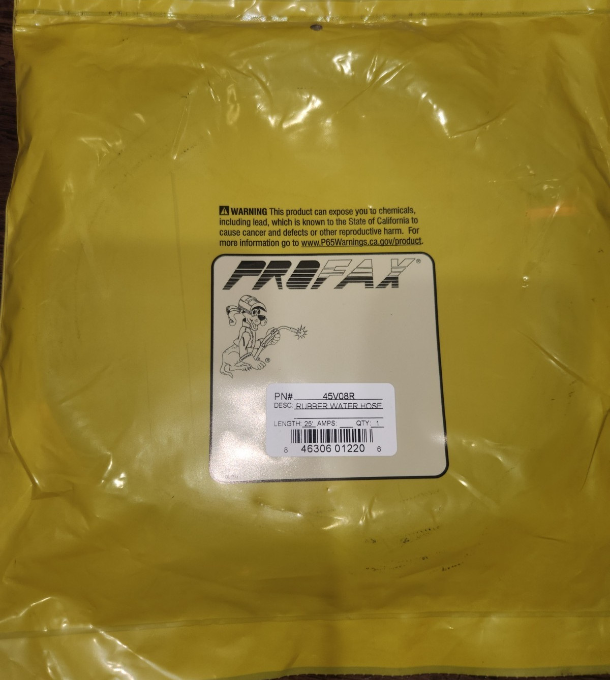 PROFAX PX45V08R WATER HOSE, 25', RUBBER