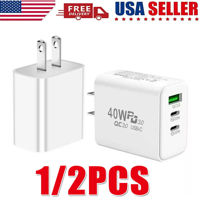 Dual PD 40W Fast Wall Charger Power Adapter For iPhone 16 Pro Max 15 14 13 Plus