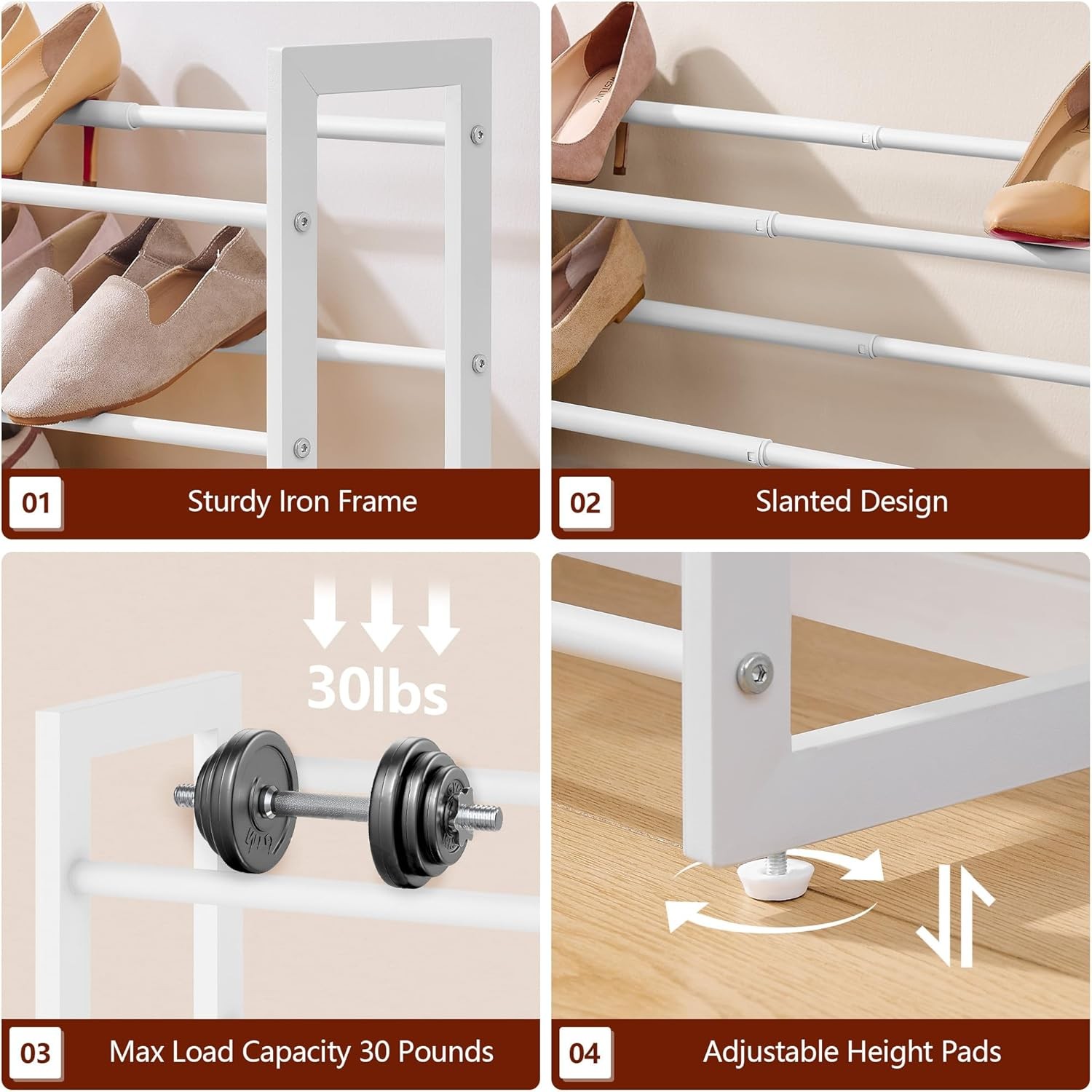 2-Tier Expandable Shoe Rack, Adjustable Shoe Shelf Storage Organizer Space