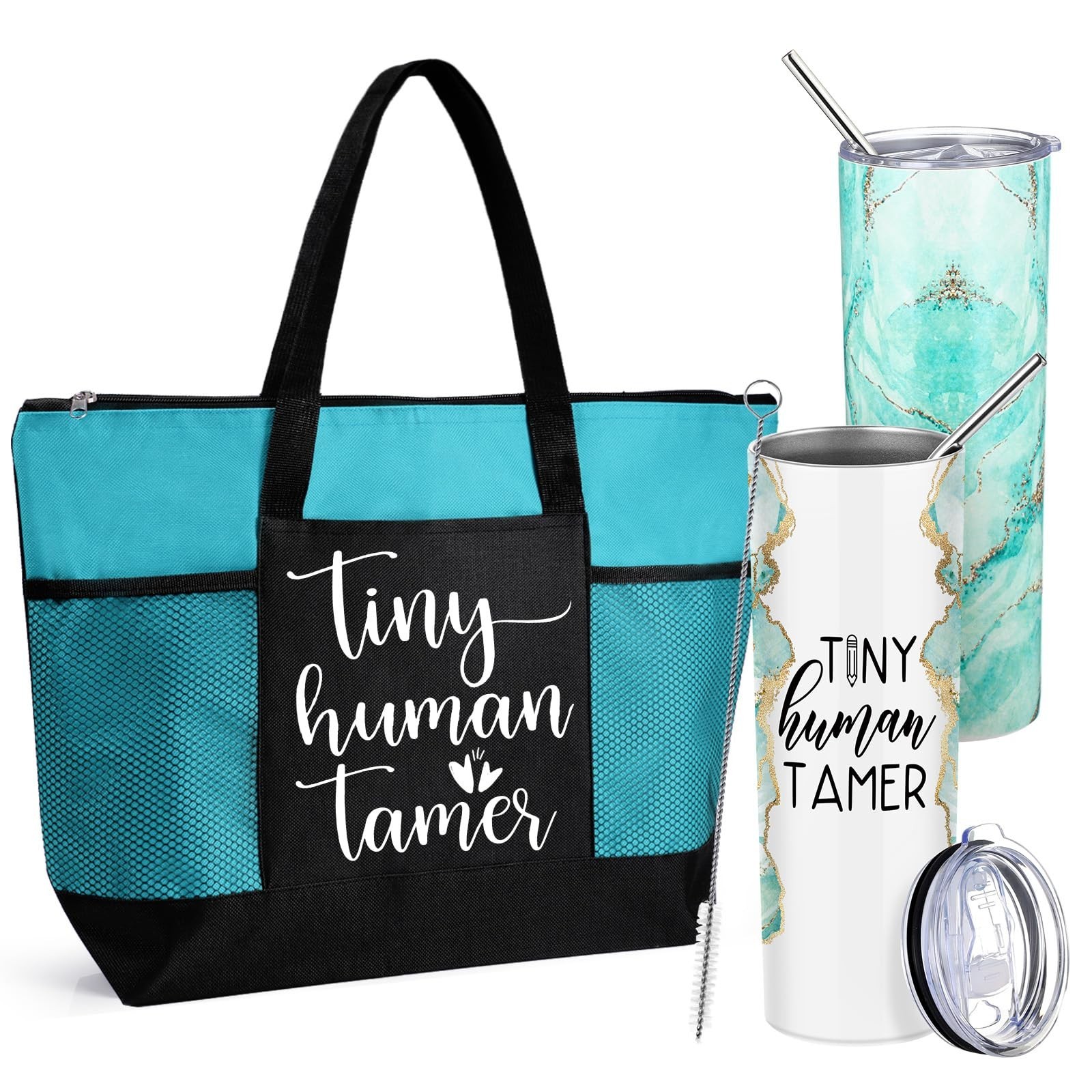 2 Pcs Tiny Human Tamer Gifts Daycare Teacher Appreciation Week Gift 20 oz Tum...
