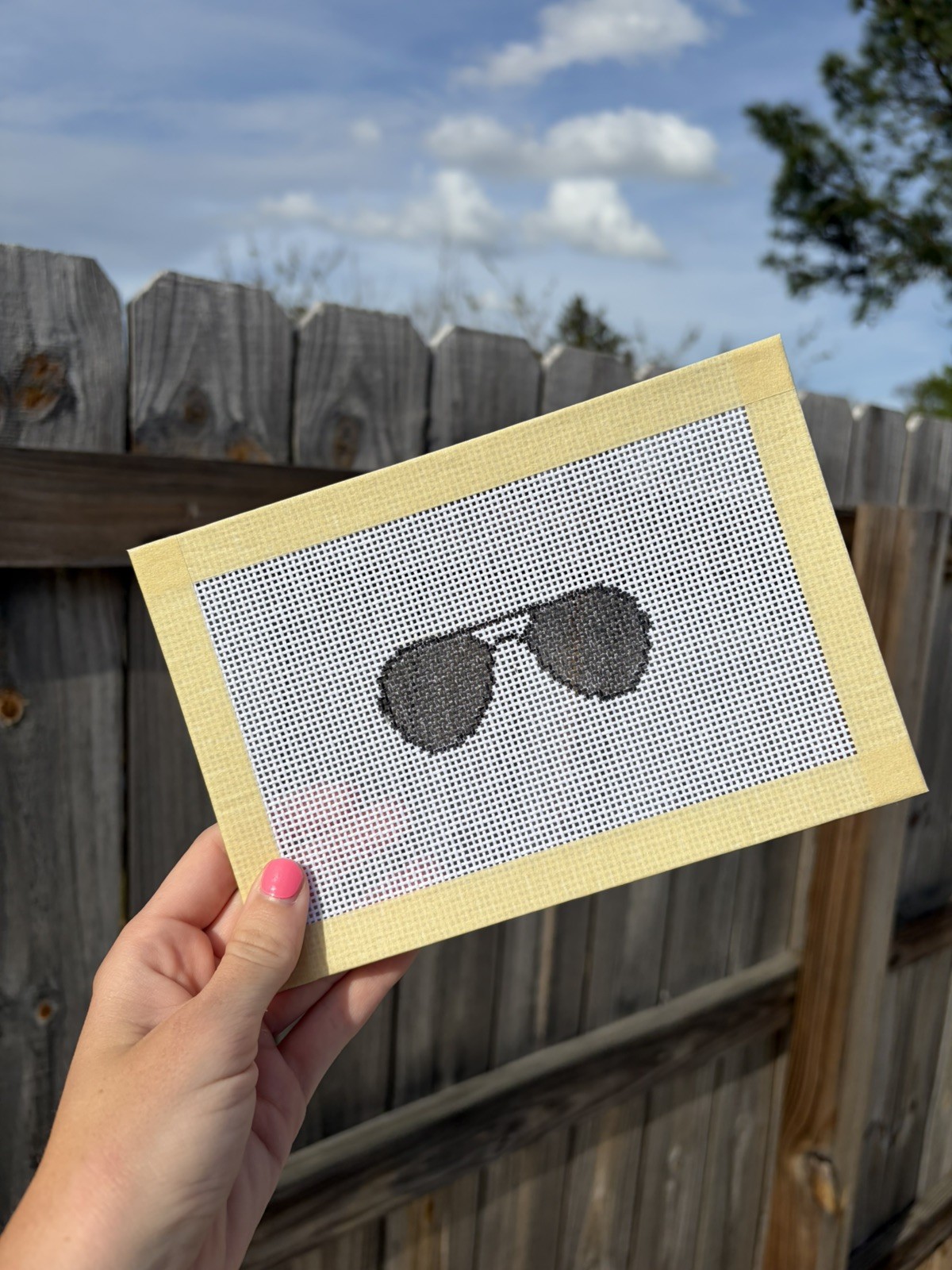 Sunglasses Needlepoint Canvas, Hand Painted 13 Mesh, Beach, Coastal, Beginner