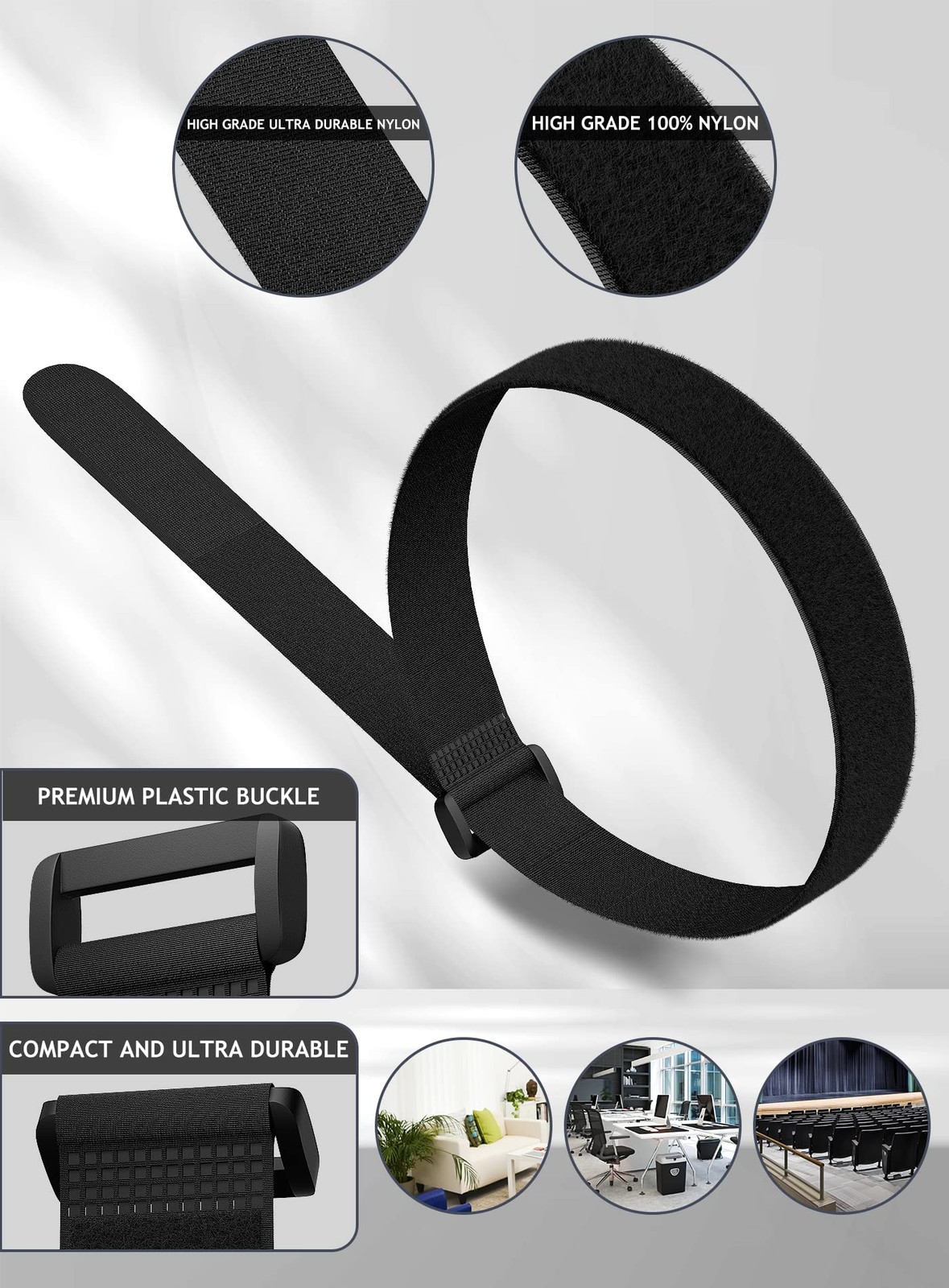 24 Pack Cable Straps Reusable Fastening Cinch 24 12 Inch, Black