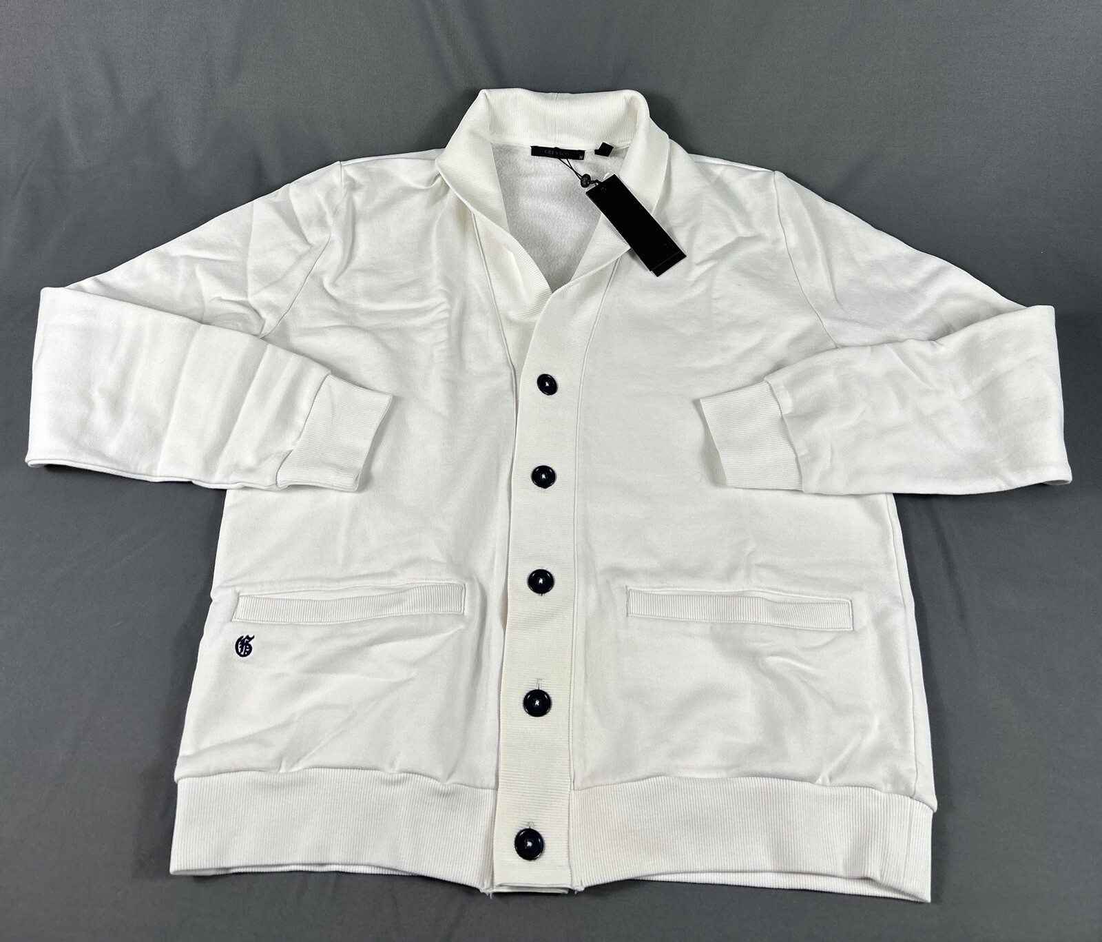 Greyson Lake Fleece Cardigan Sweater Medium White Cotton Polyester NWT MSRP $268