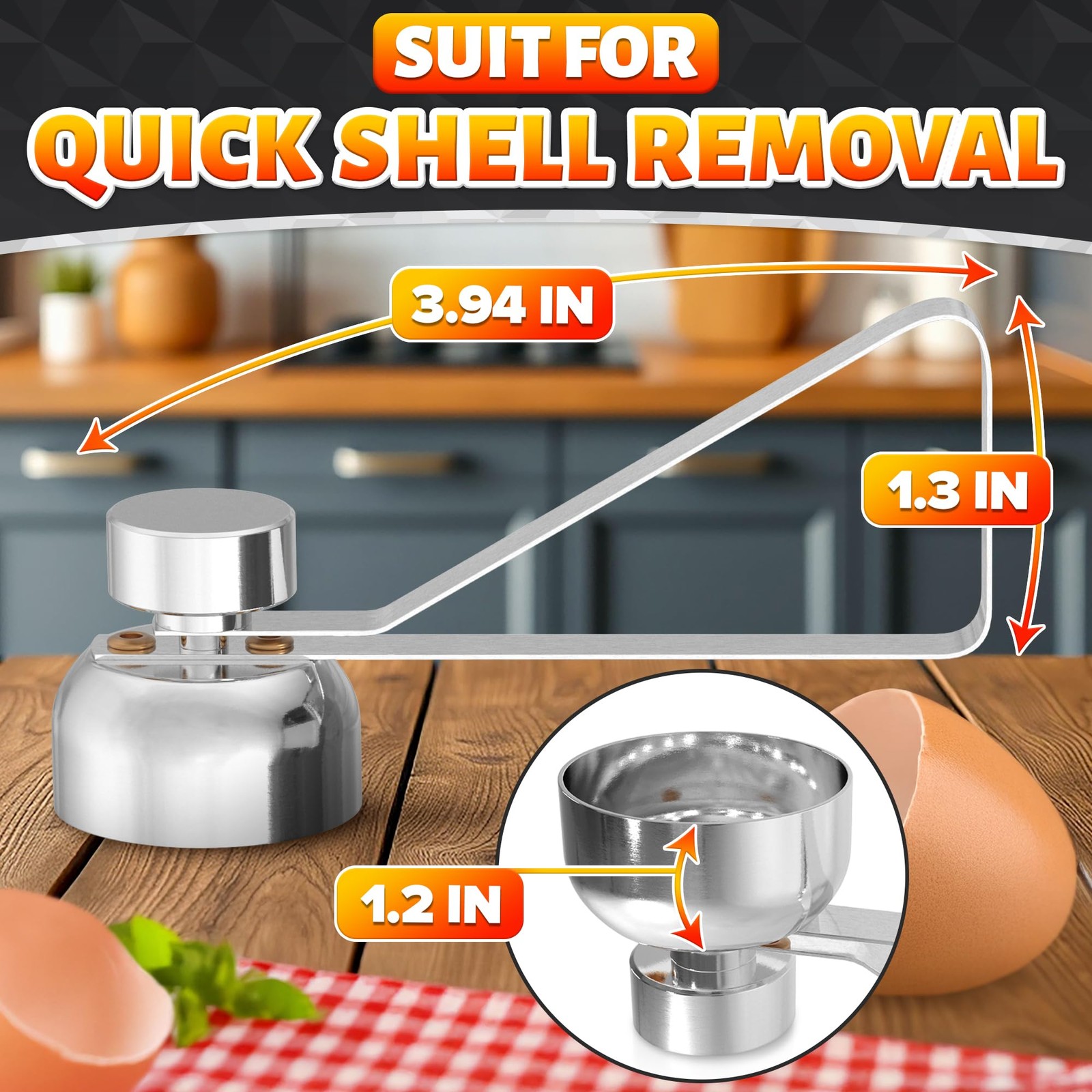 Egg Cracker Tool for Raw Eggs - Shell 3.94 x 2.3 x 1.3 IN,