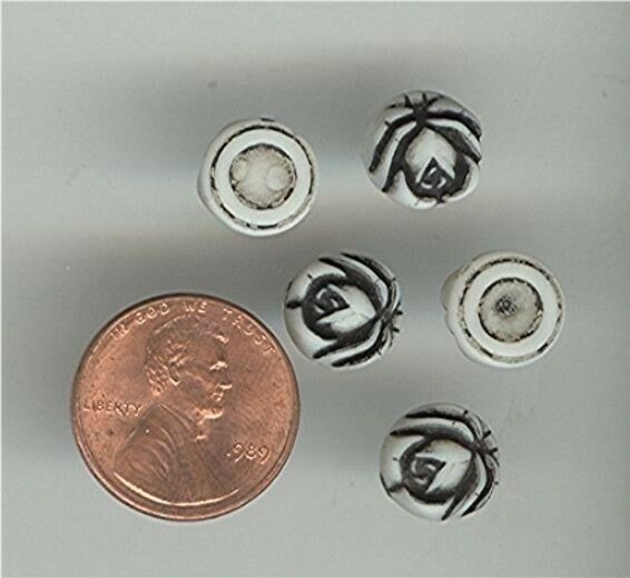 144 VINTAGE ACRYLIC WHITE JET FLOWER 10mm. CAMEOS Z538