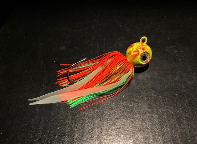 10 Pk  Round Gulp Ball Jigs W/Eyes & Skirts 3/4oz to 10oz Black Nickel Hooks