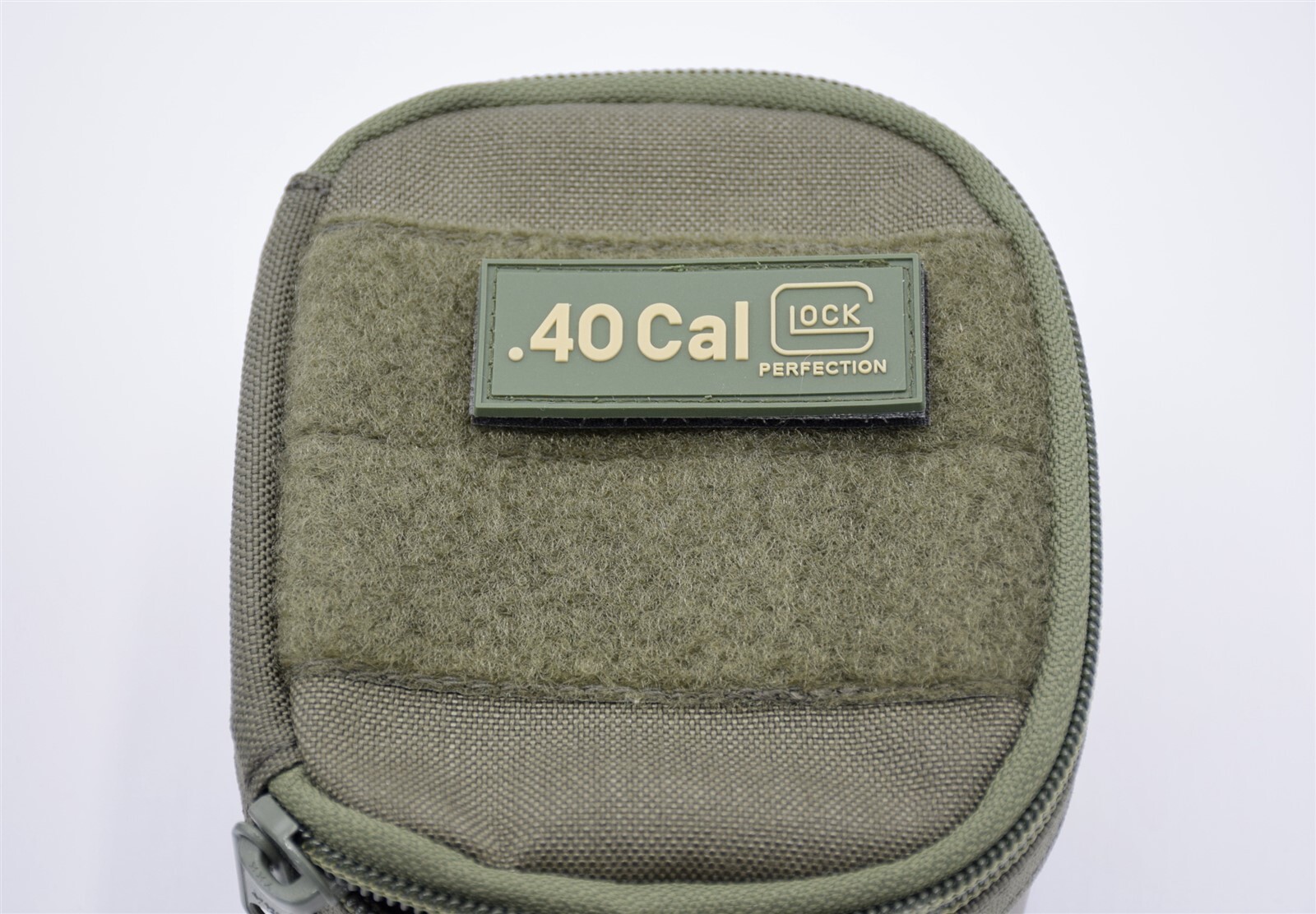 GLOCK PERFECTION "GLOCK .45 ACP AMMO” LOGO PATCH HOOK/LOOP BACKING OD GREEN G21