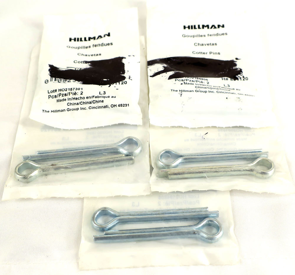 Hillman 1/4" x 1 - 3/4" Cotter Pins. H# 881120 (5 in Lot) 10 Cotter Pins in deal