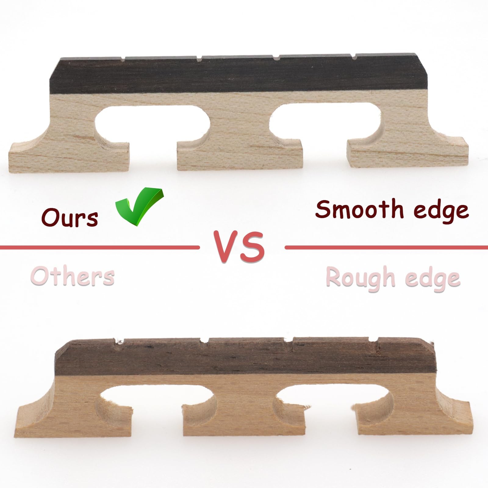 CashBeat 4-String Banjo Bridge - Premium Ebony and Maple 4 String, natural
