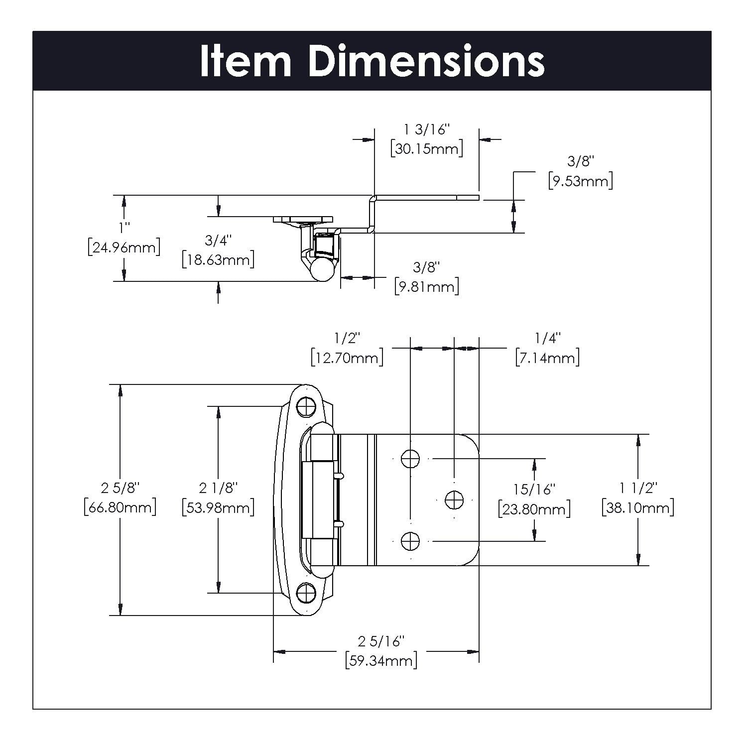 Hickory Hardware P143-BL Variable Overlay 3/8 Inch Inset - Surface Face Frame...